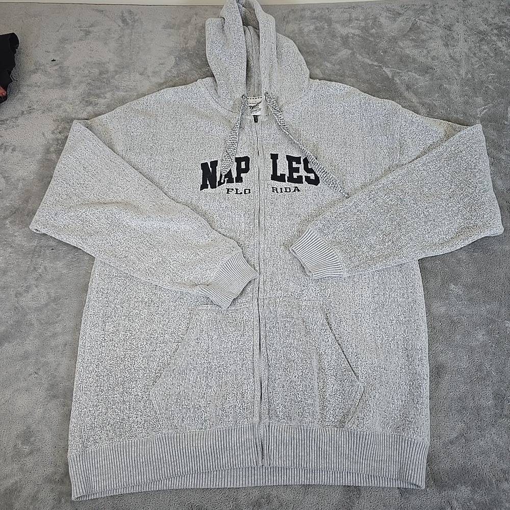 Pacific & Co Sweatshirt Mens 2XL Light Gray Embroidered Naples Florida Hoodie